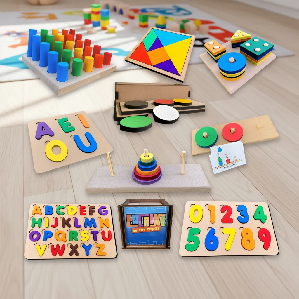Brinquedos pedagógicos de madeira para crianças